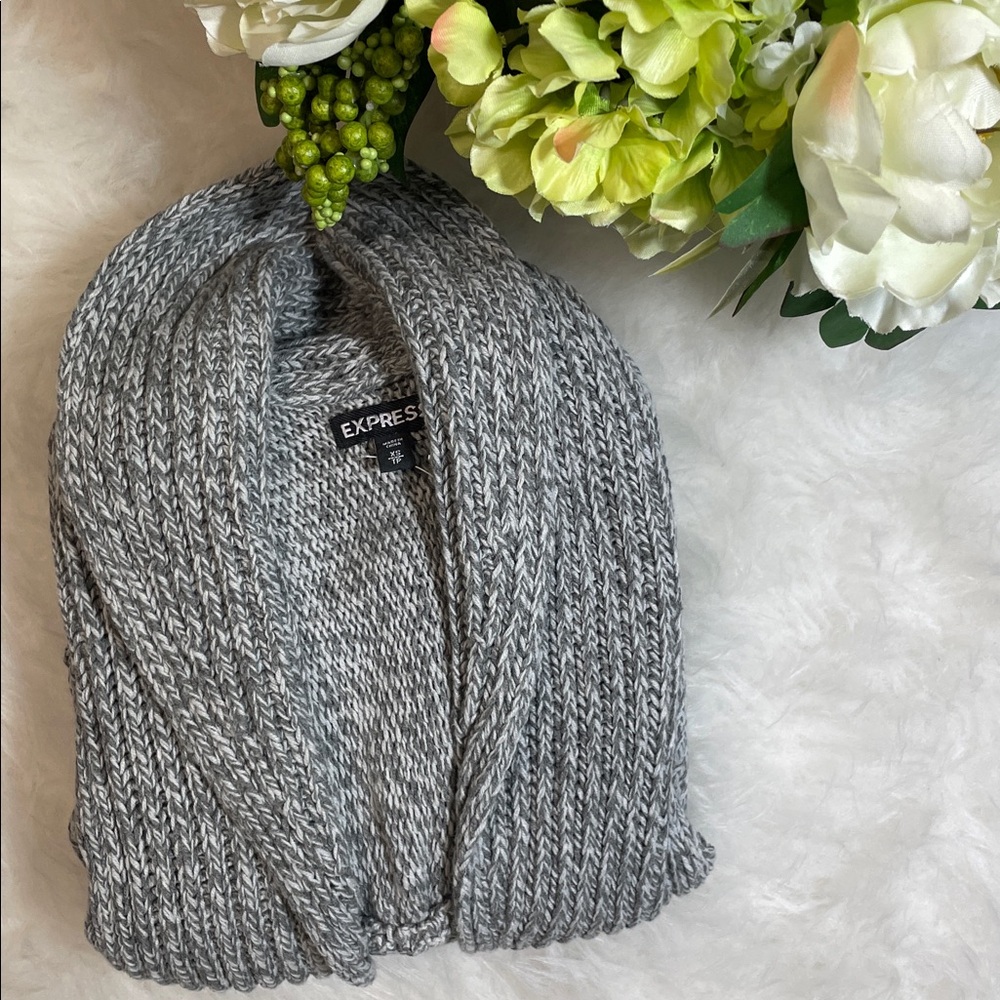 Express Marled Gray Open Front Cardigan